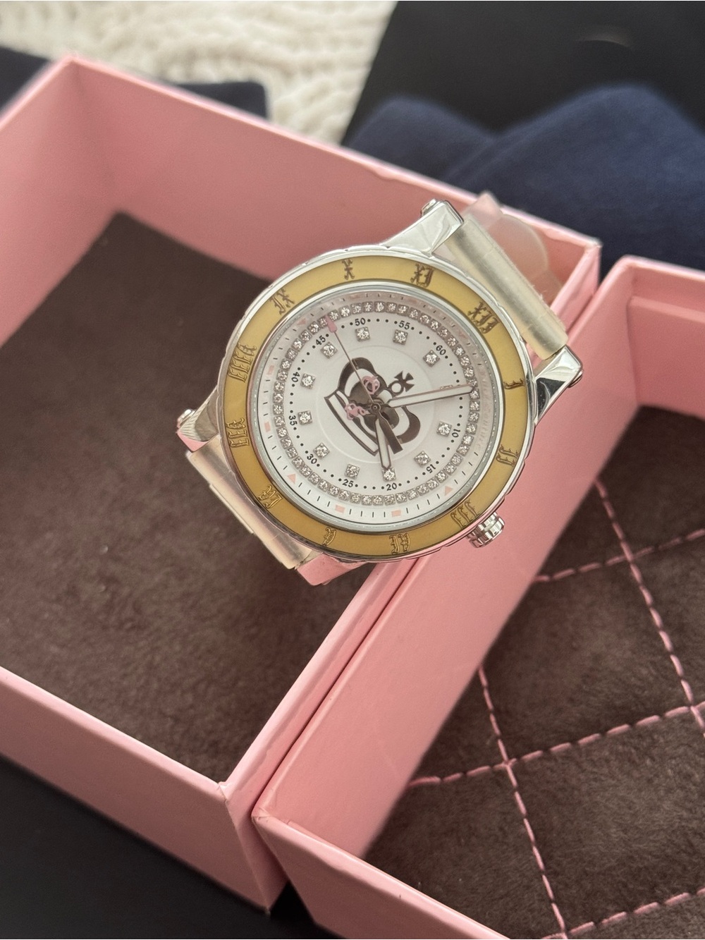 JUICY Silver and Gold Accent Heart Dial Watch